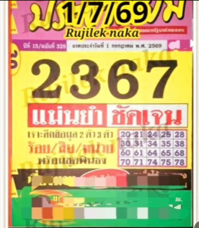 หวยประชานิยม 1/7/69