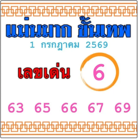 หวยแม่นมากขั้นเทพ 1/7/69