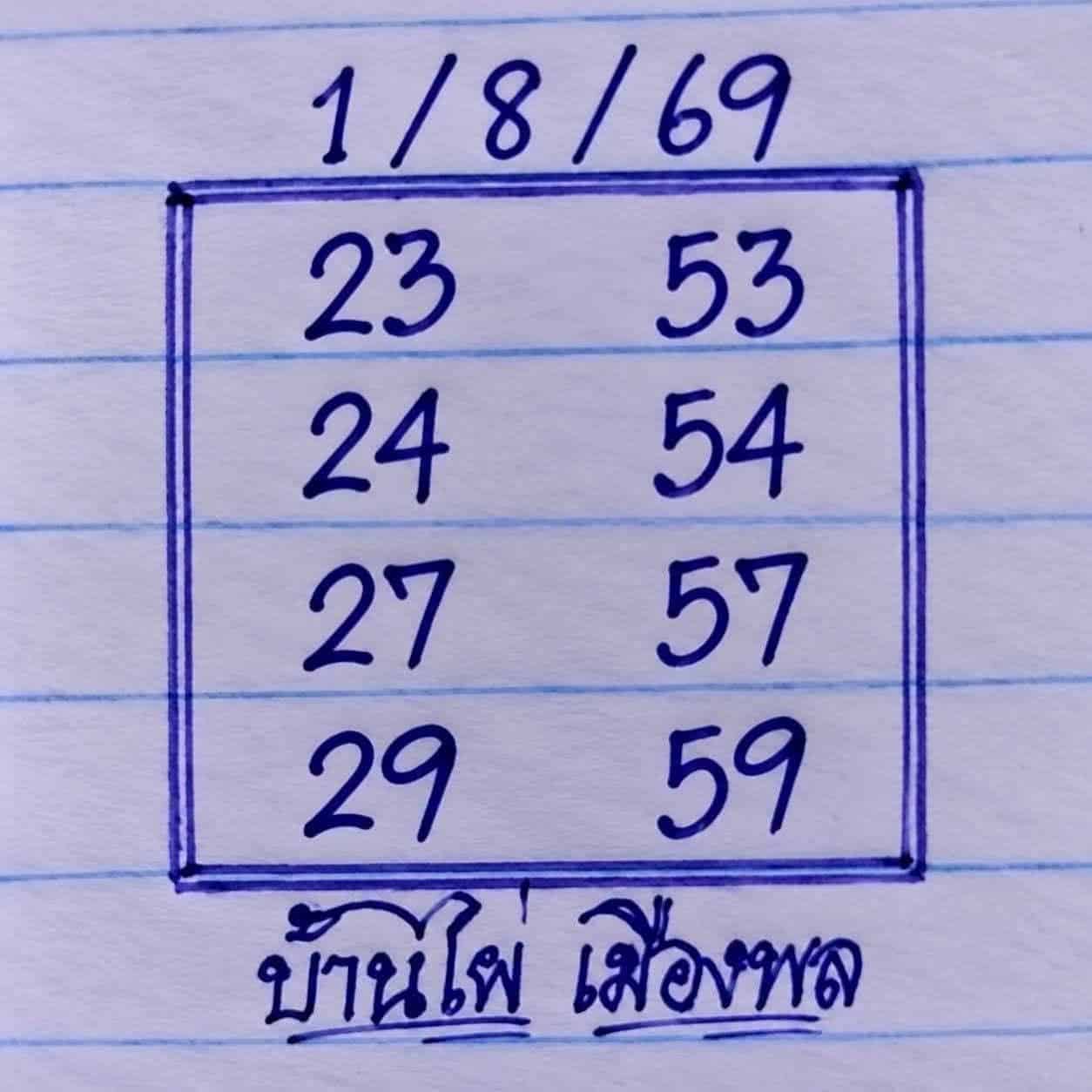 หวยบ้านไผ่เมืองพล 1/8/69
