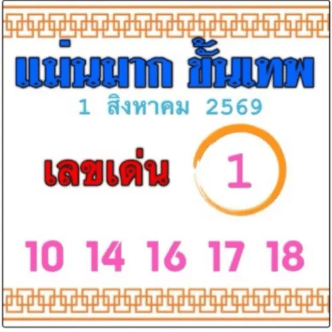 หวยแม่นมากขั้นเทพ 1/8/69